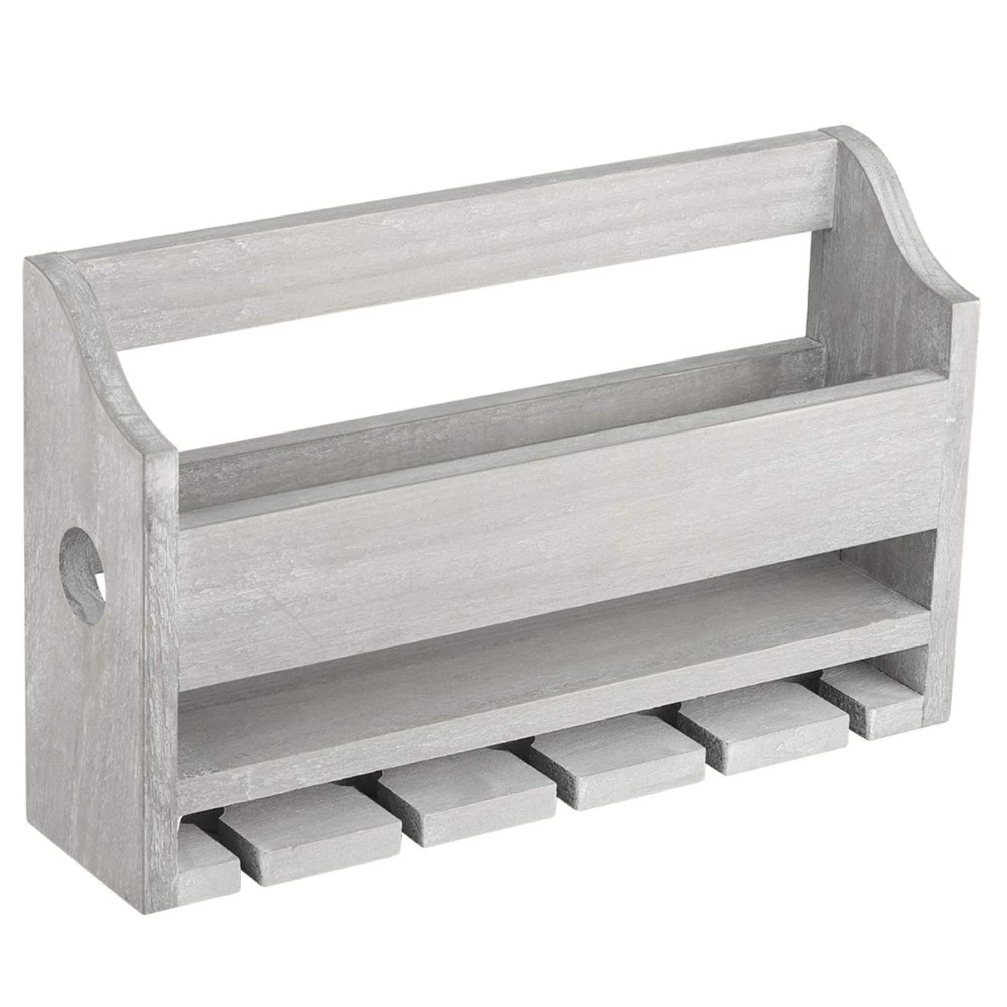 Rustic Gray Wall-Mounted Wood Wine Rack